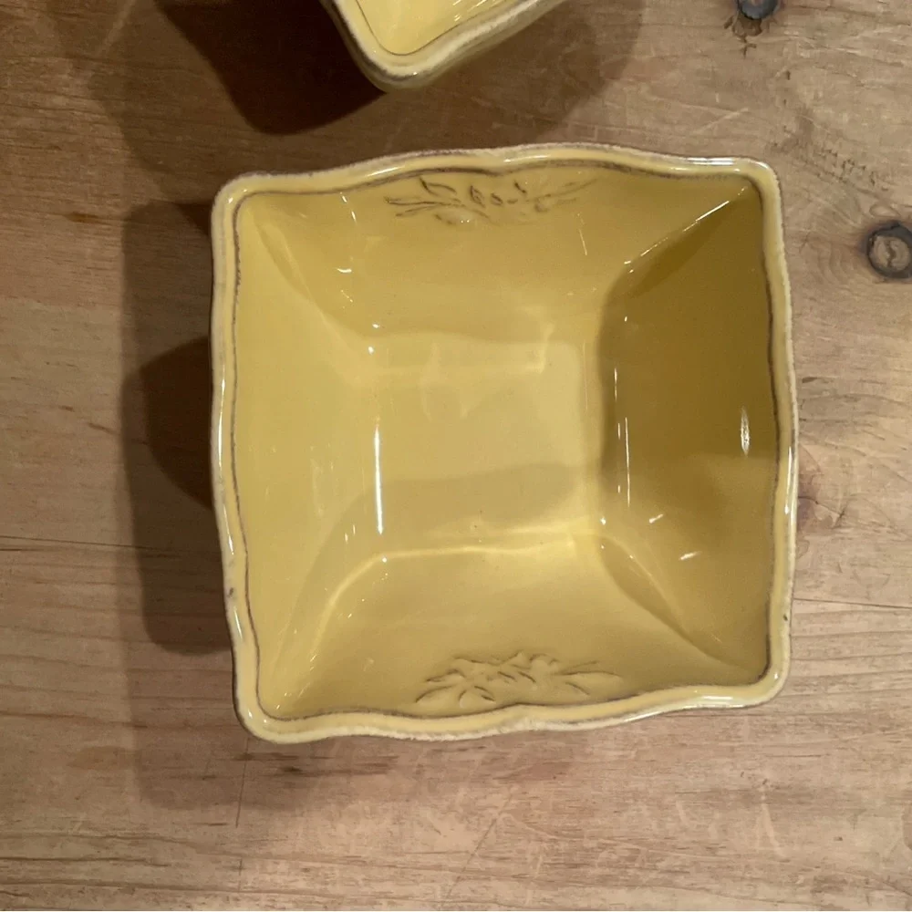 Sur La Table Set of 2 mustard gold stoneware tuscan serving bowls